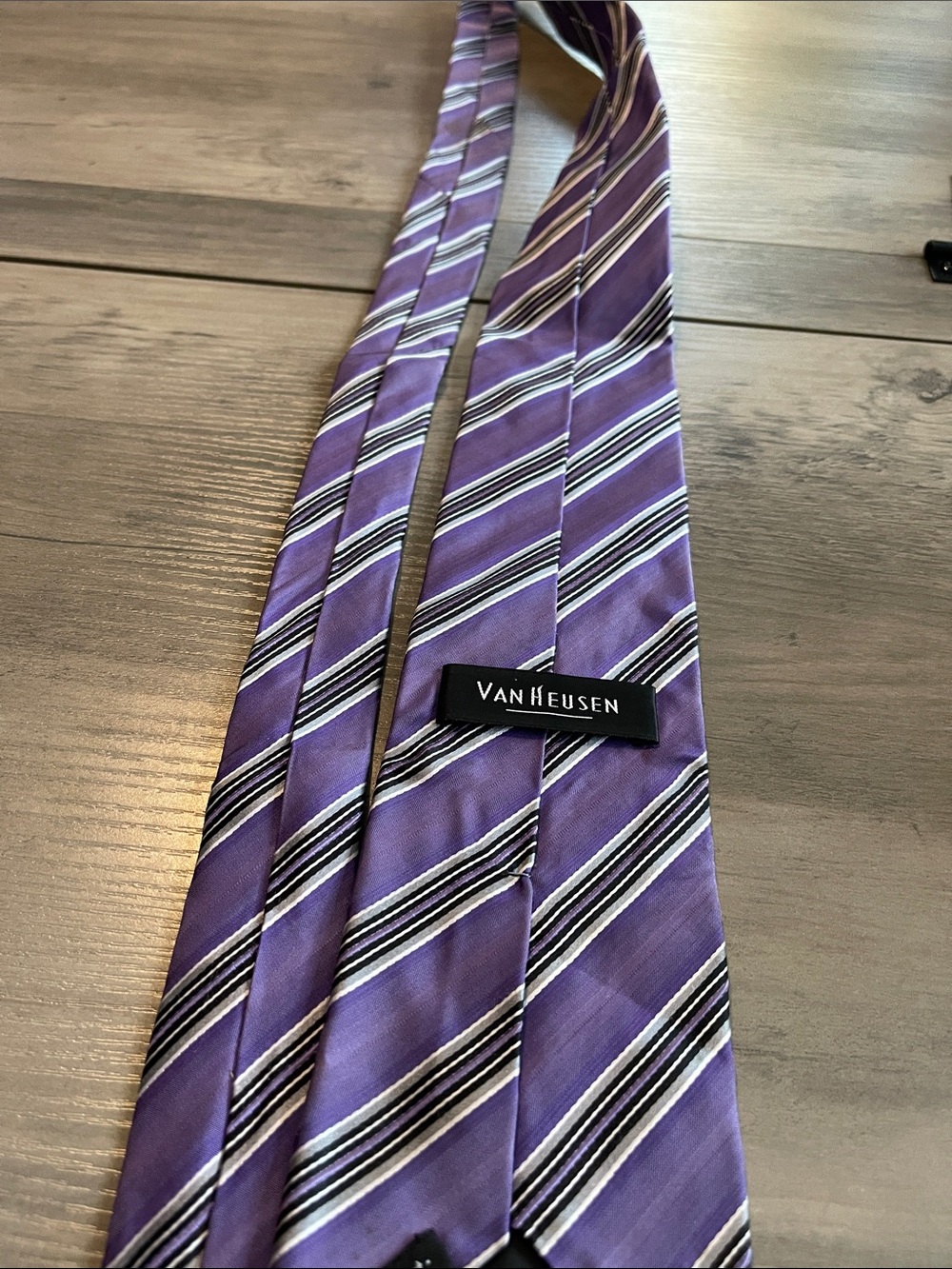 #A009 Van Heusen Purple Diagonal Stripe Tie